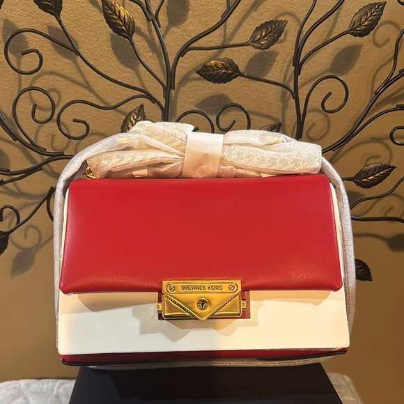 Michael Kors Handbags - NWT Michael Kors Red and Gold Crossbody Bag